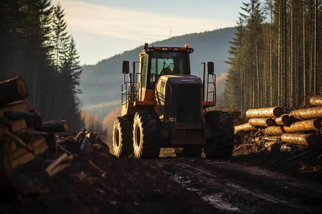 Photo efficience forestière: les bûcherons optimisent la production de bois