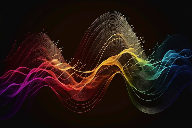 Égaliseur coloré abstrait d'onde sonore assistant personnel reconnaissance vocale Élément d'interface utilisateur de maison intelligente Illustration futuriste dans des couleurs néon Créé avec la technologie IA générative