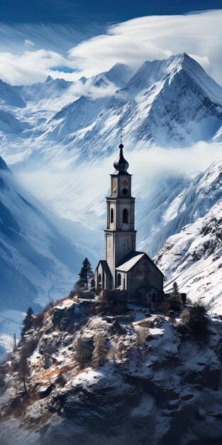 Photo une église avec un clocher au sommet