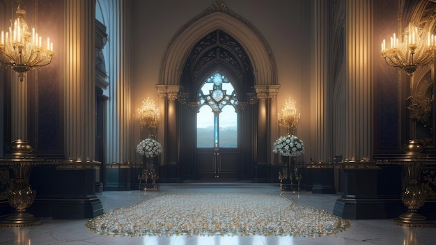 Une église avec une croix au milieu