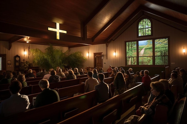 une église avec une croix au sommet de l'église