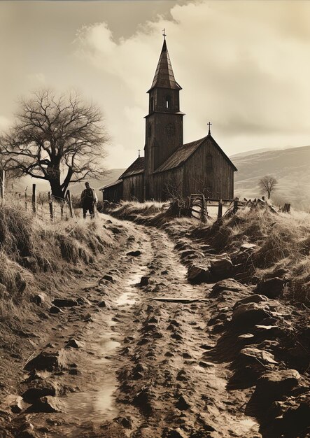 Photo une église avec une croix au sommet