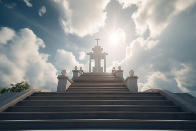 Une église avec une croix au sommet