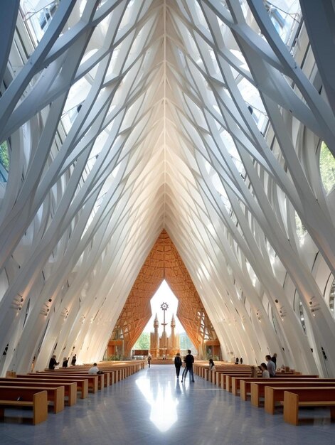 une église avec une croix blanche au sommet