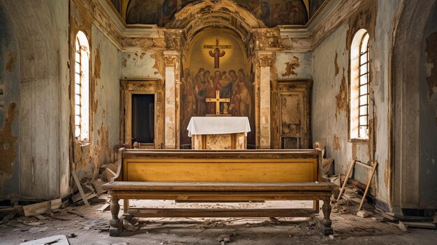 Une église avec une croix sur le mur