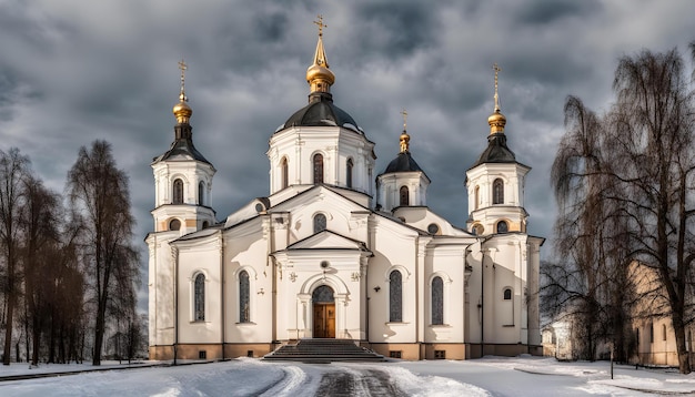 Photo une église avec une croix en or sur le dessus