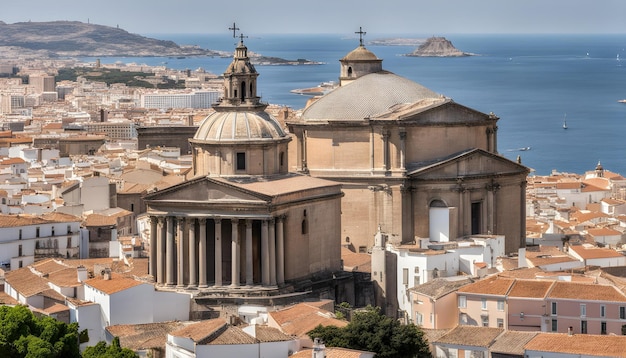 une église avec un dôme blanc et une église au sommet