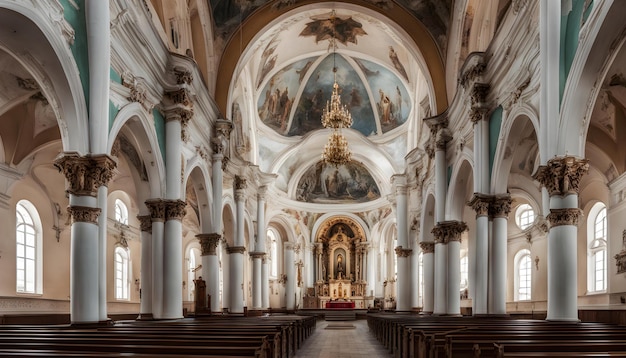 Photo une église avec une église et une église avec un statue au sommet.