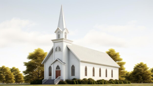 Église isolée sur fond blanc