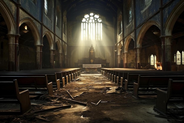 Photo une église avec une statue au milieu