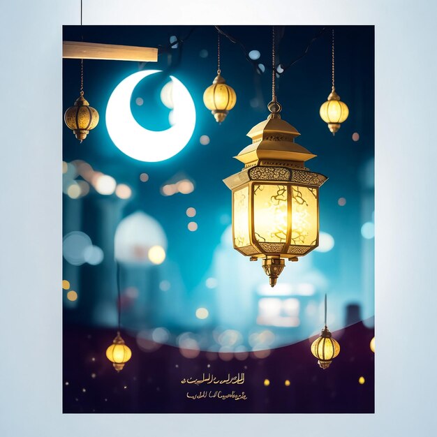 Photo eid adha mubarak ramadan conception vectorielle avec la lune du croissant d'or lanterne de la mosquée et des moutons isolés sur un fond blanc