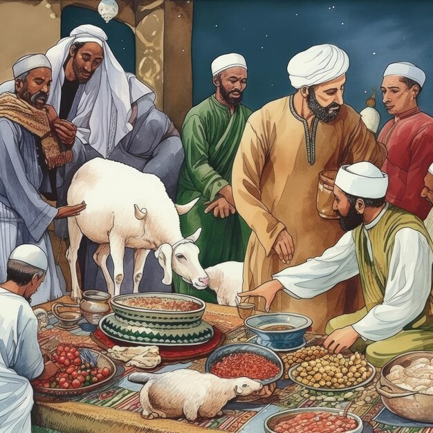 Eid al adha la fête du sacrifice 3d illustration rendu 3d
