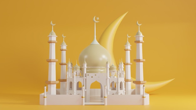 eid al fitr arabe mosquée d'or kareem ramadan fond rendu 3d
