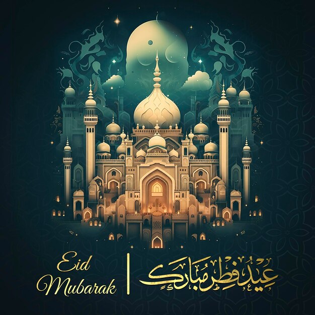 Eid Al Fitr mubarak Arabie Typographie Eid Mubarak Eid AlAdha Eid Saeed Eid AlFitr Texte Calligraphie Écriture écrite à l'aide d'un appareil photo