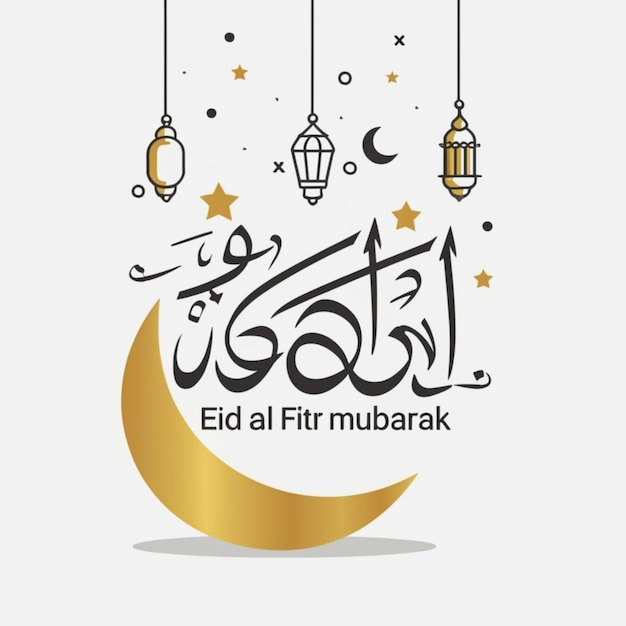 Eid al fitr ramadan kareem L'architecture du bâtiment de la mosquée la nuit avec la lune Vue de la lanterne islamique en 3D