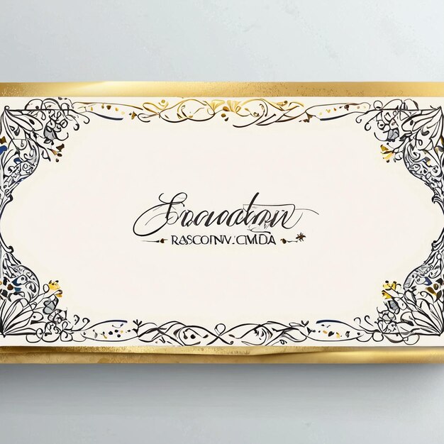 Eid Mubarak une carte d'invitation de mariage en or et blanc avec un dessin floral