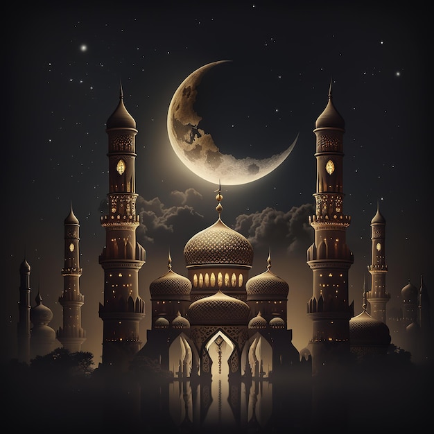Eid mubarak Happy Mawlid al Nabi Podium d'affichage islamique Lanterne du Ramadan avec chapelet islamique