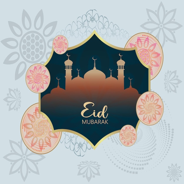 Eid Mubarak Illustration fête islamique pour le salut Carte bannière affiche flyer d'arrière-plan