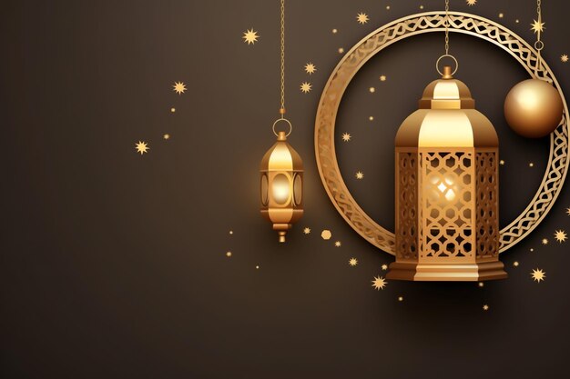 Eid mubarak et ramadan kareem salutations avec lanterne islamique et fond de mosquée Eid al fitr