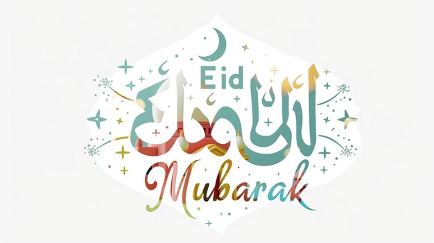 Eid Mubarak typographie 29 simple lowpoly mignon 3D de l'éid al adha Mubarak arrière-plan