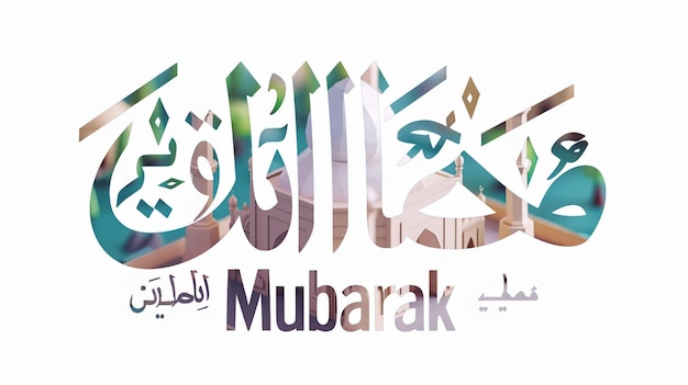 Eid Mubarak typographie 42 simple lowpoly mignon 3D de l'éid al adha Mubarak arrière-plan