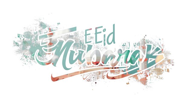 Eid Mubarak typographie 8 simple lowpoly mignon 3D de l'éid al adha Mubarak arrière-plan