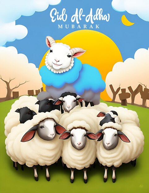 Un eid saluant joyeux eid al adha eid mubarak belle affiche