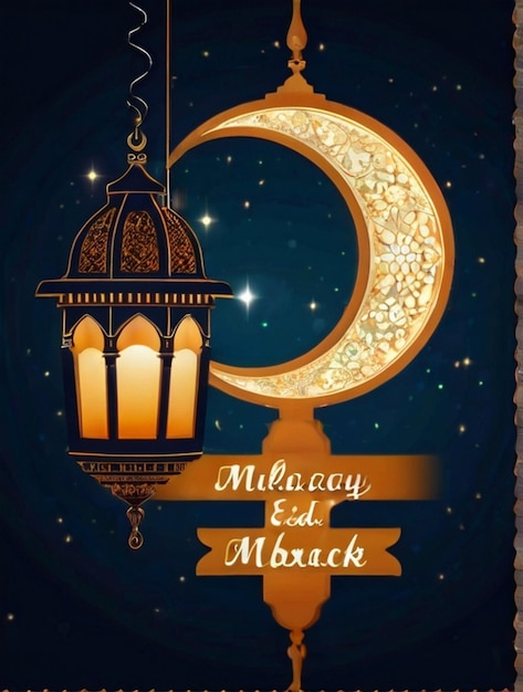 Photo eid ul fitr 3d lanterne et fenêtre de mosquée cartes de vœux islamiques eid mubarak arrière-plan