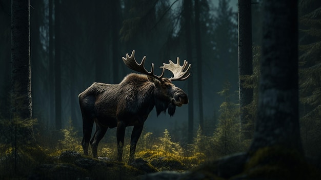 Un élan dans une forêt