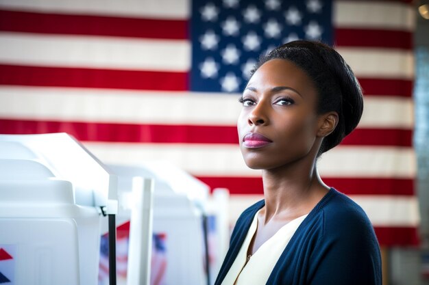 Un électeur américain dans un bureau de vote électoral vote pour le prochain président des États-Unis