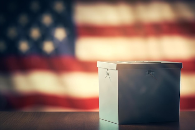 Photo Élection présidentielle aux états-unis d'amérique urne de vote sur le fond du drapeau américain