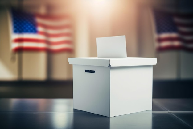 Photo Élection présidentielle aux états-unis d'amérique urne de vote sur le fond du drapeau américain