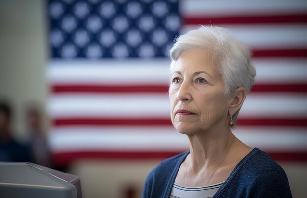 Photo une électrice américaine dans un bureau de vote pour décider du prochain président des états-unis