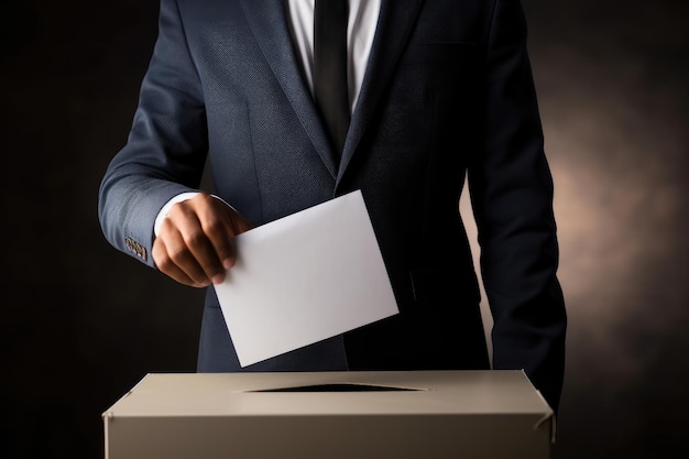 Une électrice ou une électrice tient une enveloppe dans sa main, un bulletin de vote pour un vote prépondérant, une IA générative