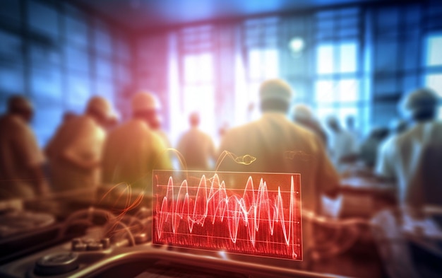 Electrocardiogramme dans la salle d'urgence d'une chirurgie hospitalière montrant la fréquence cardiaque du patient