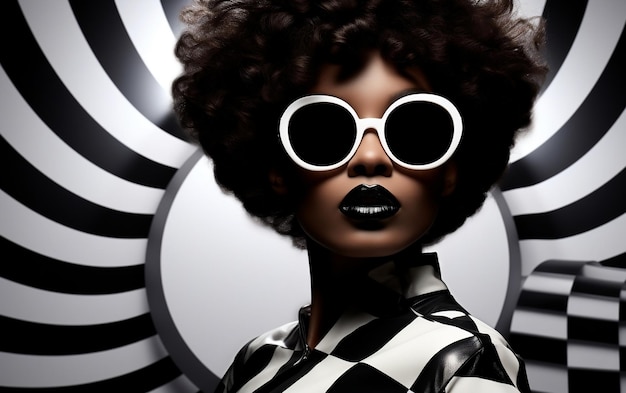 L'élégance chic de la femme afro-américaine en lunettes de soleil AI générative