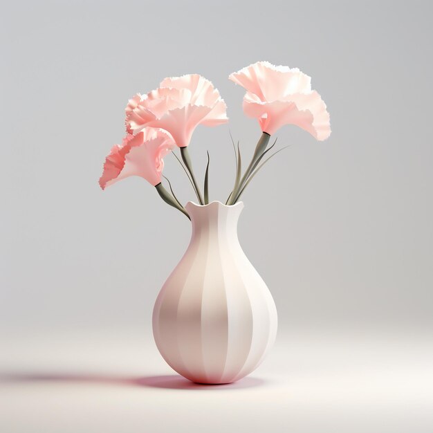 L'élégance cinématographique Carnation rose dans un vase blanc