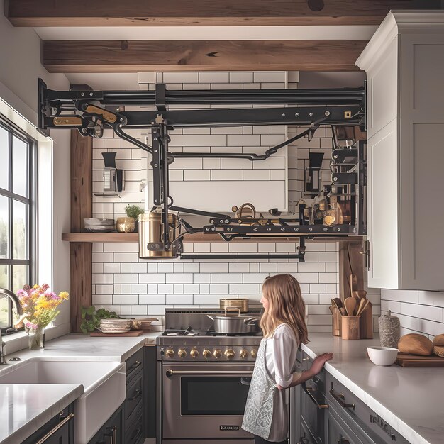 Photo l'élégance de la cuisine, le design intemporel et le confort moderne