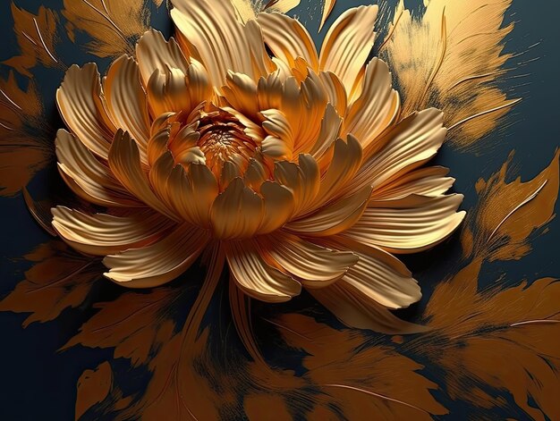 Une élégance dorée Un magnifique chef-d'œuvre floral Art numérique