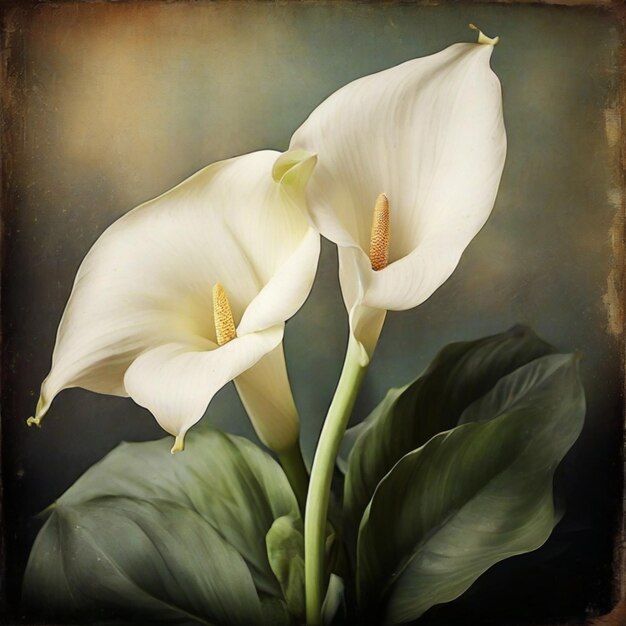 L'élégance du lily de Calla vintage Les textures du grunge rétro