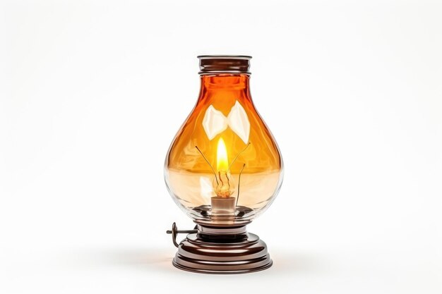 L'élégance de l'éclairage vintage Explorez le charme de la lampe à huile isolée sur fond blanc