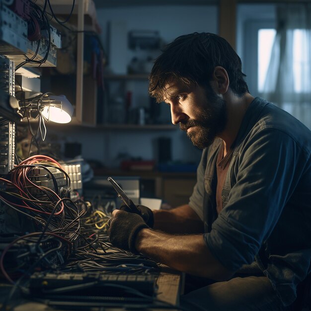 Photo l'élégance d'un électricien habile