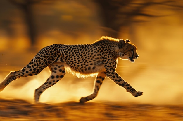 L'élégance élégante d'un guépard en plein sprint à travers la savane africaine