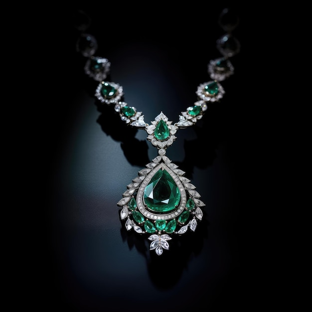 Élégance émeraude éblouissante collier de diamants hyperréaliste exquis dans un luxe somptueux