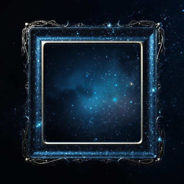 Photo l'élégance enchanteuse un cadre bleu éblouissant au milieu d'un décor sombre frappant