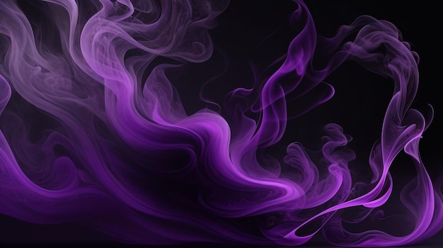 Photo Élégance énigmatique coulant de l'encre noire et de la fumée violette en résolution réaliste 4k