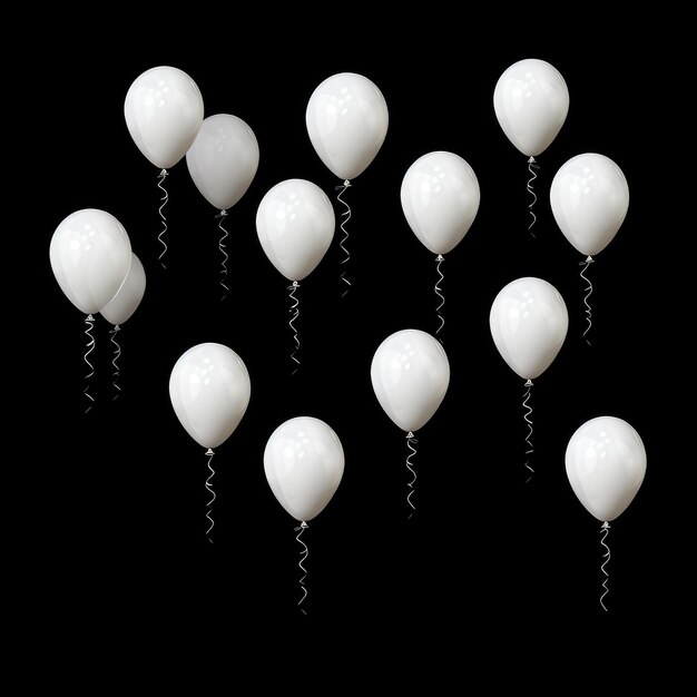 L'élégance éthérique des ballons blancs flottants orne une élégante toile noire