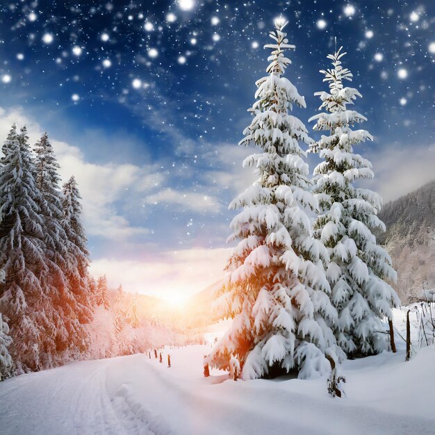 L'élégance de la fête de Noël dans les Alpes Un paysage festif avec un arbre de Noël décoré