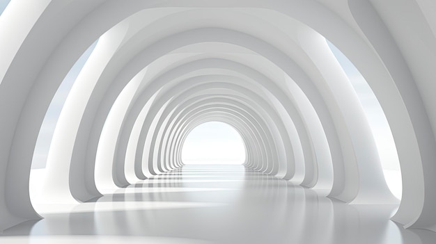 L'élégance futuriste de la salle à voûte blanche sereine