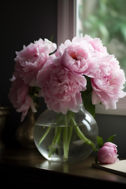 L'élégance et la grâce des pionnées roses dans des teintes roses délicates et douces